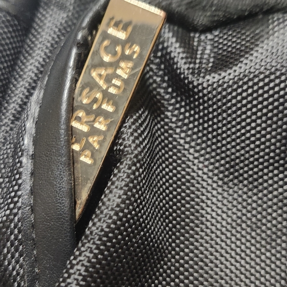 Versace Parfums canvas backpack tote bag black adjustable straps gold hardware - Picture 5 of 9